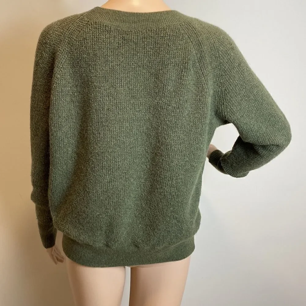 J. Crew green alpaca blend long sleeve pullover sweater size XS